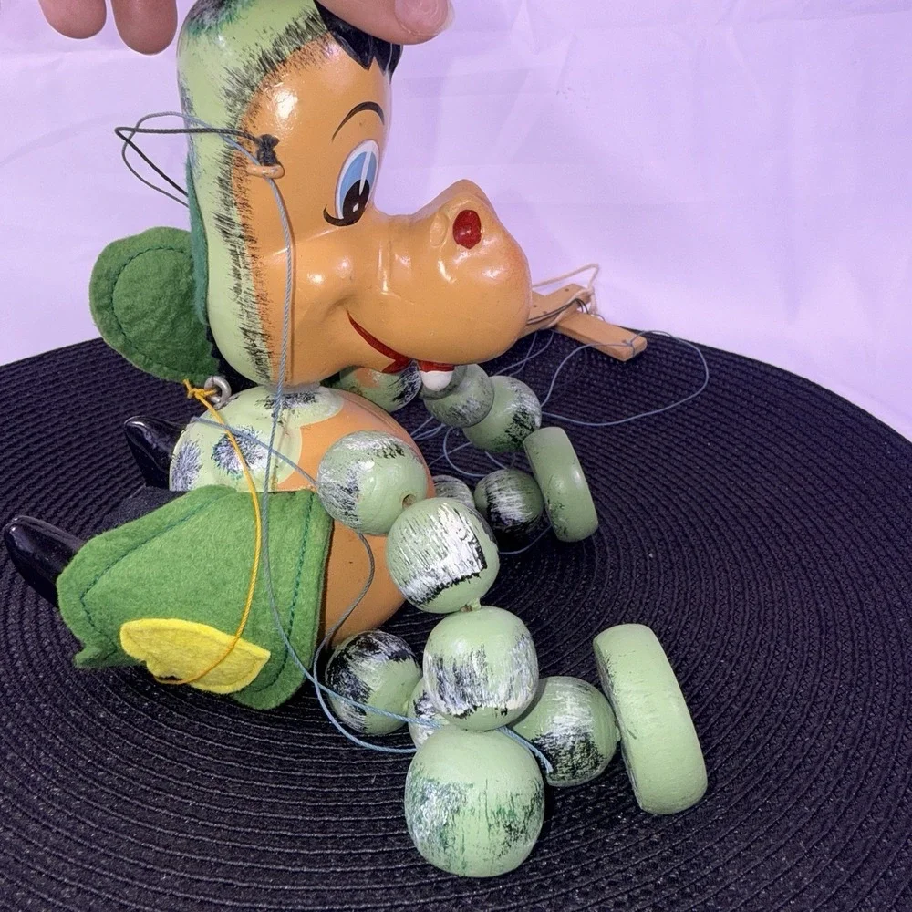 1963 Vintage Pelham Puppets Green Baby Dragon String Marionette COMES WITH BOX